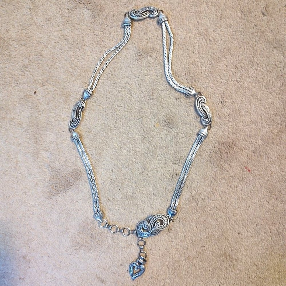 BRIGHTON Adjustable link belt in silver with traditional Western/Bali Flair